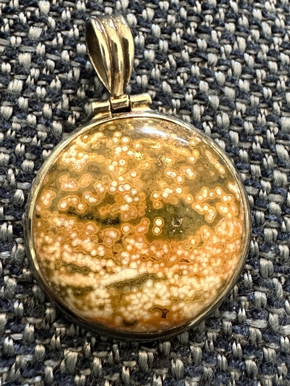 Striking and Exotic Sterling Silver and Madagascar Ocean Jasper Pendant